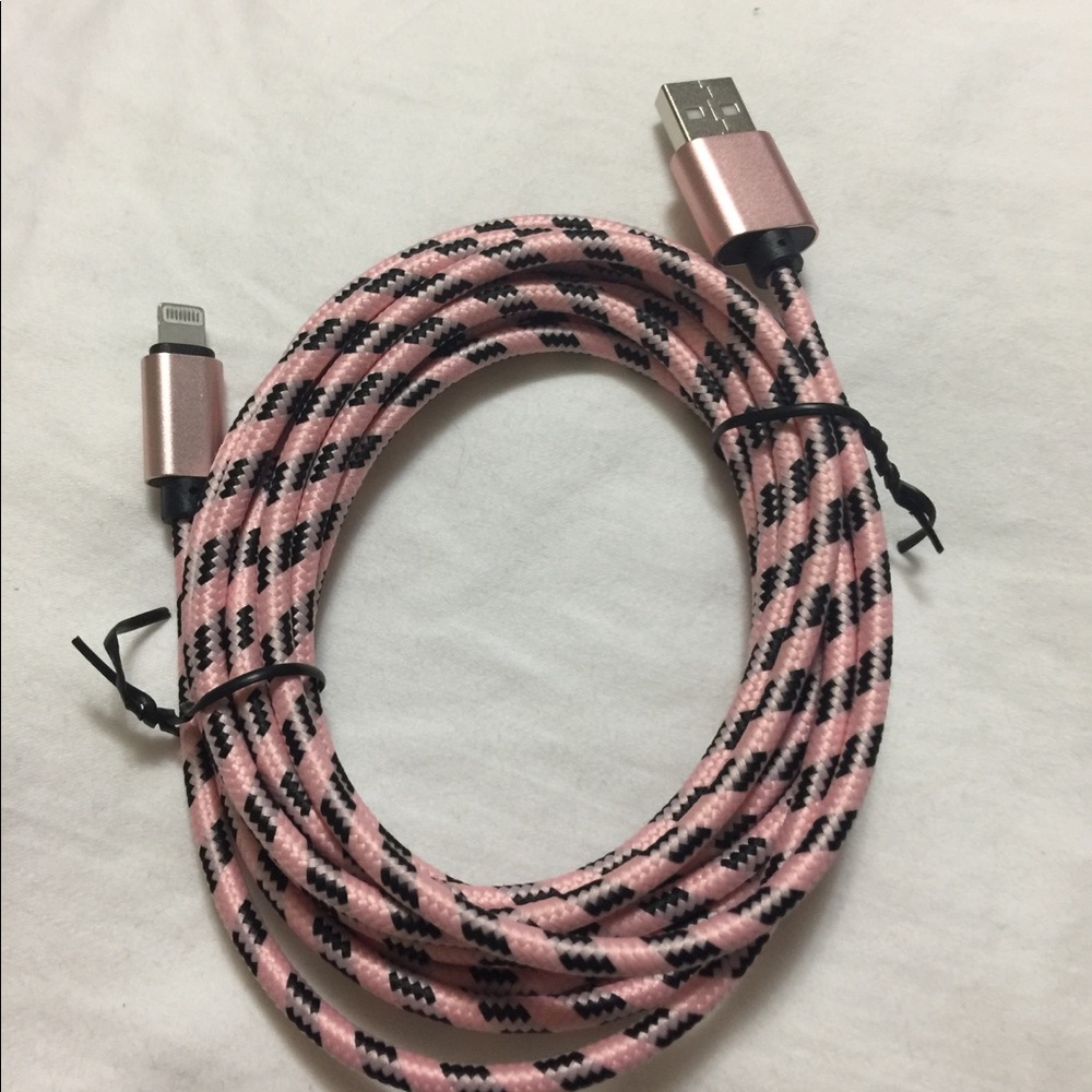 iPhone Charger - stripe Pink